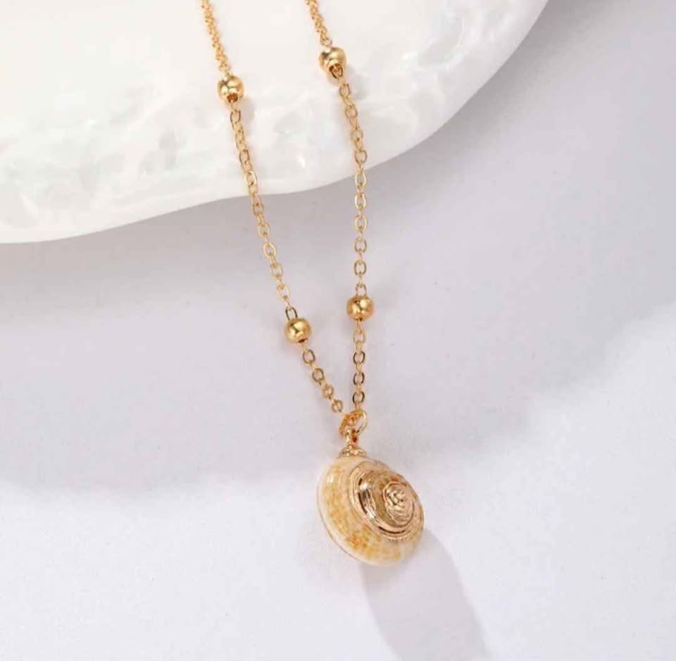 Golden Seashell Charm Necklace
