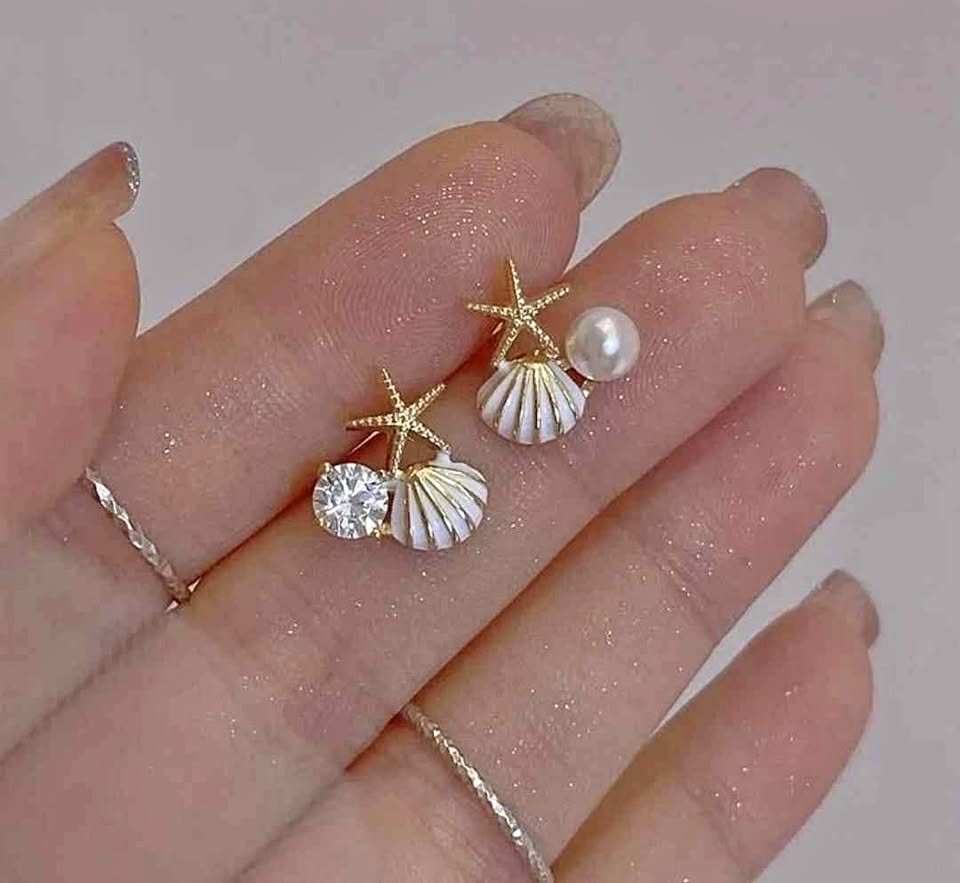 Charming Seashell & starfish Stud Earrings.