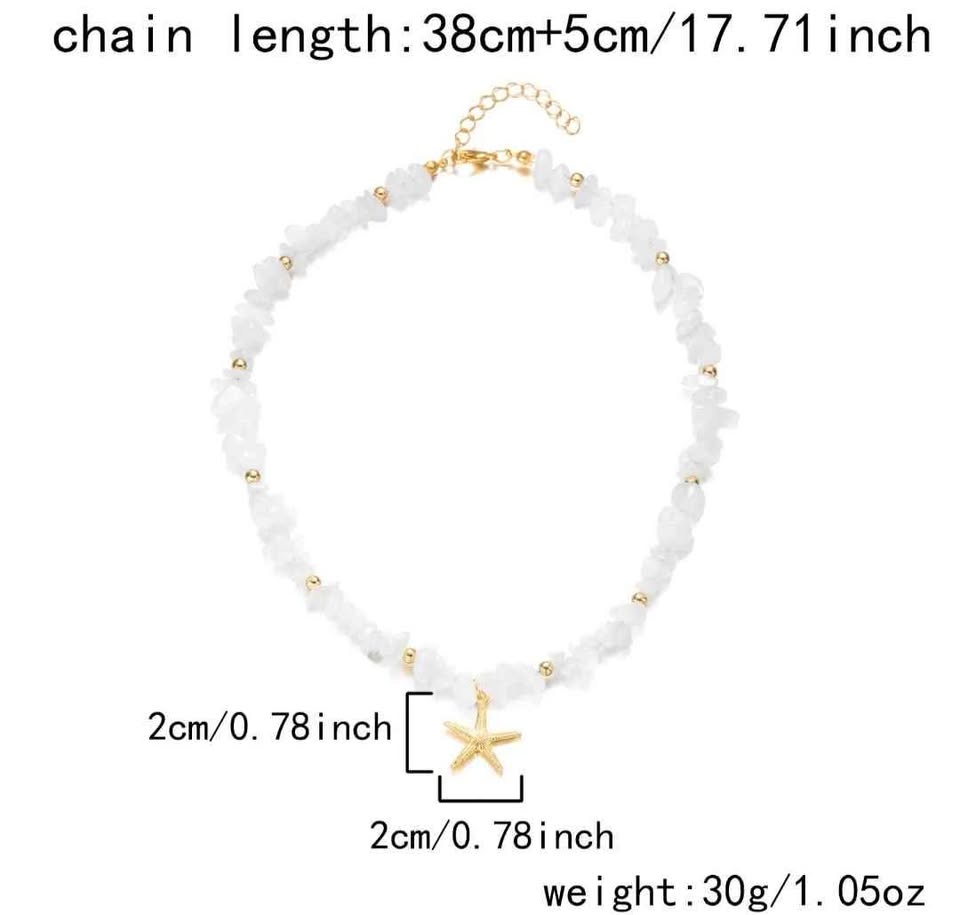 Bohemian Chic Irregular White Bead Necklace with Starfish Charm