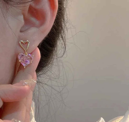 Dangling Heart Crystal Earring