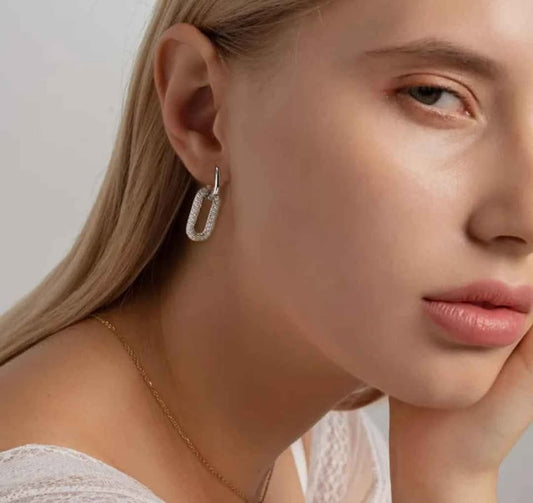 Gold- Plated Interlocking Oval Earrings