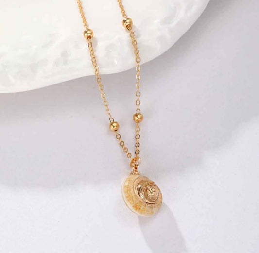 Golden Seashell Charm Necklace